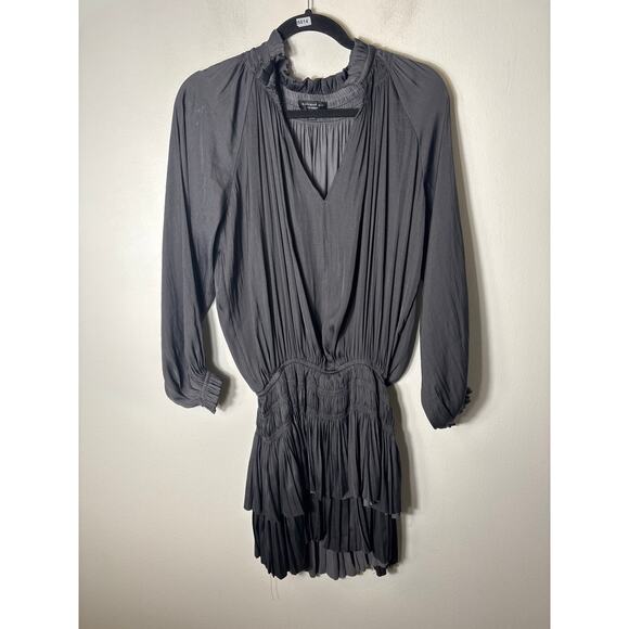 Current Air Black Silky Tiered Mini Dress Sz XS - Picture 1 of 2